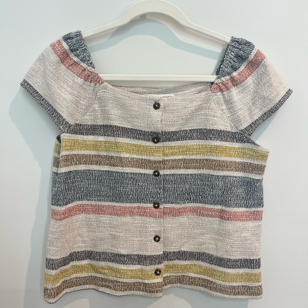 Madewell Texture & Thread Button-Front Top in Stripe - Size S